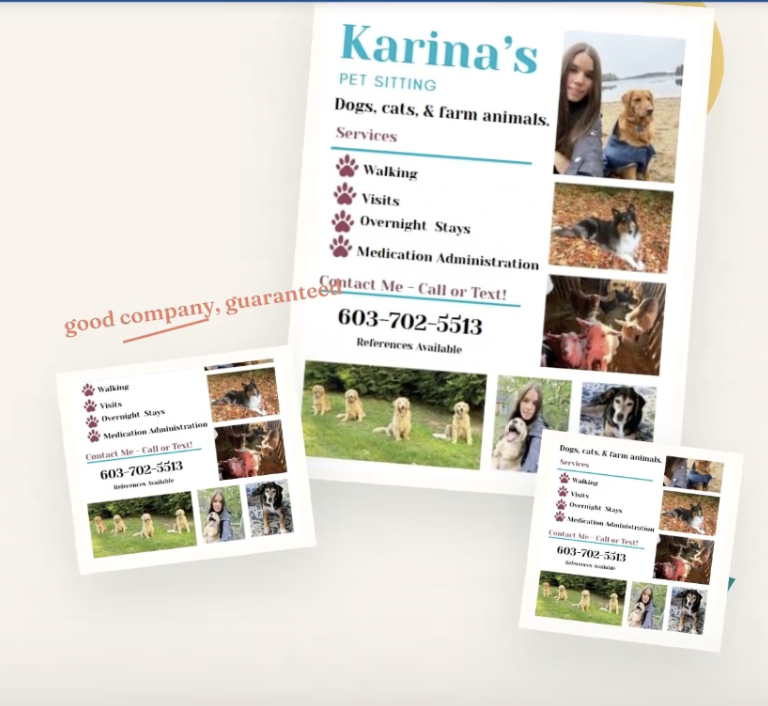 Karina with a happy golden retriever